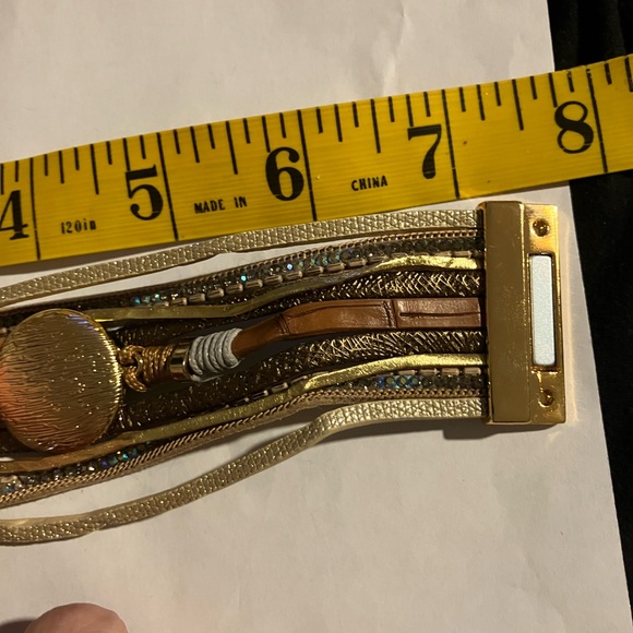 SAACHI Gold and Brown Layered “Optical Leather” Bracelet - Picture 4 of 8